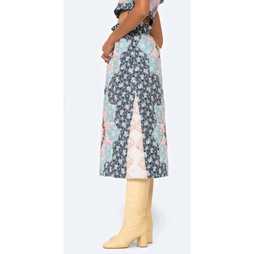 Sea New York Talia Quilted Midi Skirt Womens Medium A-Line 100% Cotton Patchwork - Picture 12 of 13